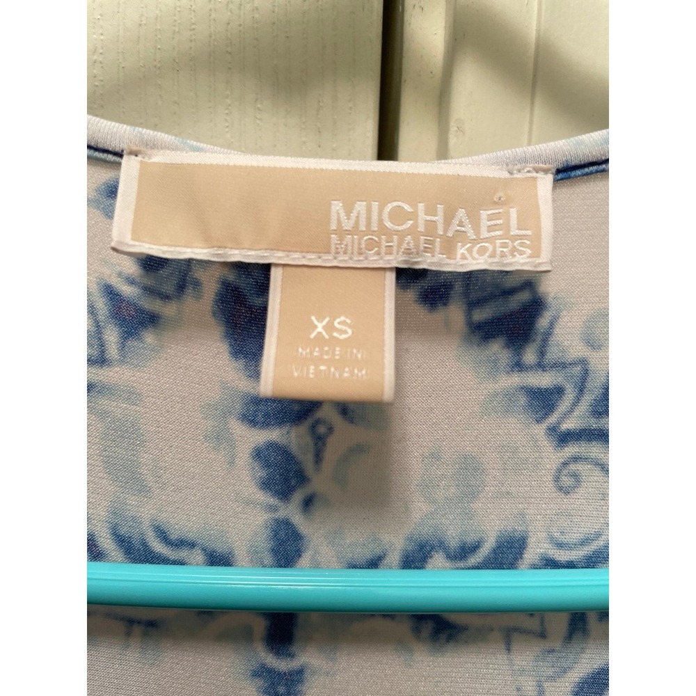 Michael Kors Glazed Tile Tie Dye Maxi Dress Royal Blue & White Women's X-Small - Picture 5 of 6